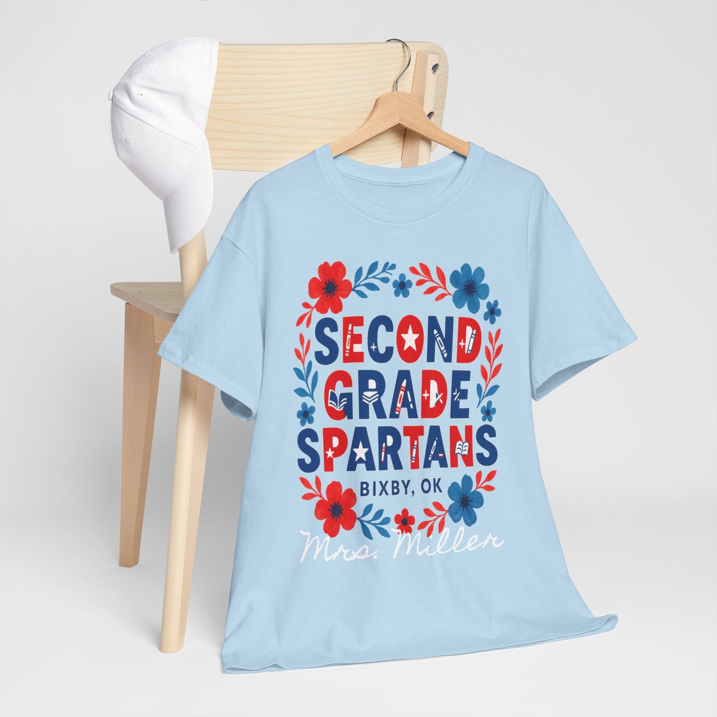 Floral Second Grade Spartan Gildan Tee