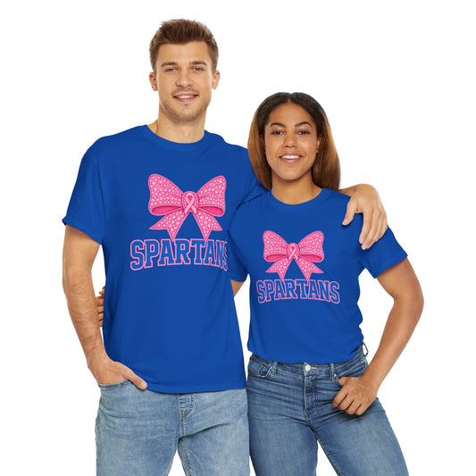 Spartans Pink Bow Breast Cancer Awareness Gildan Tee
