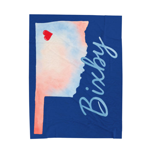 Bixby OK Watercolor Velveteen Plush Blanket