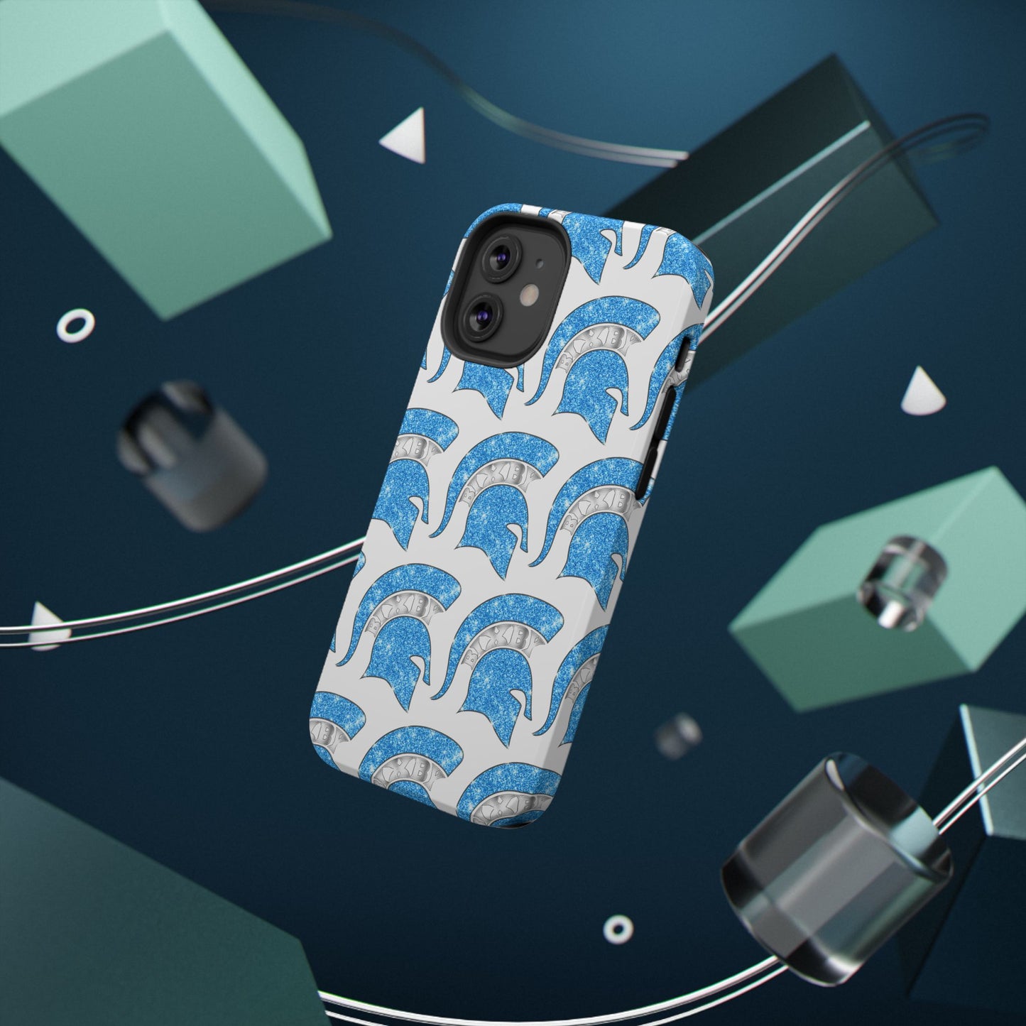 Bixby Spartan Blue Bling Logo Impact Resistant iPhone Case