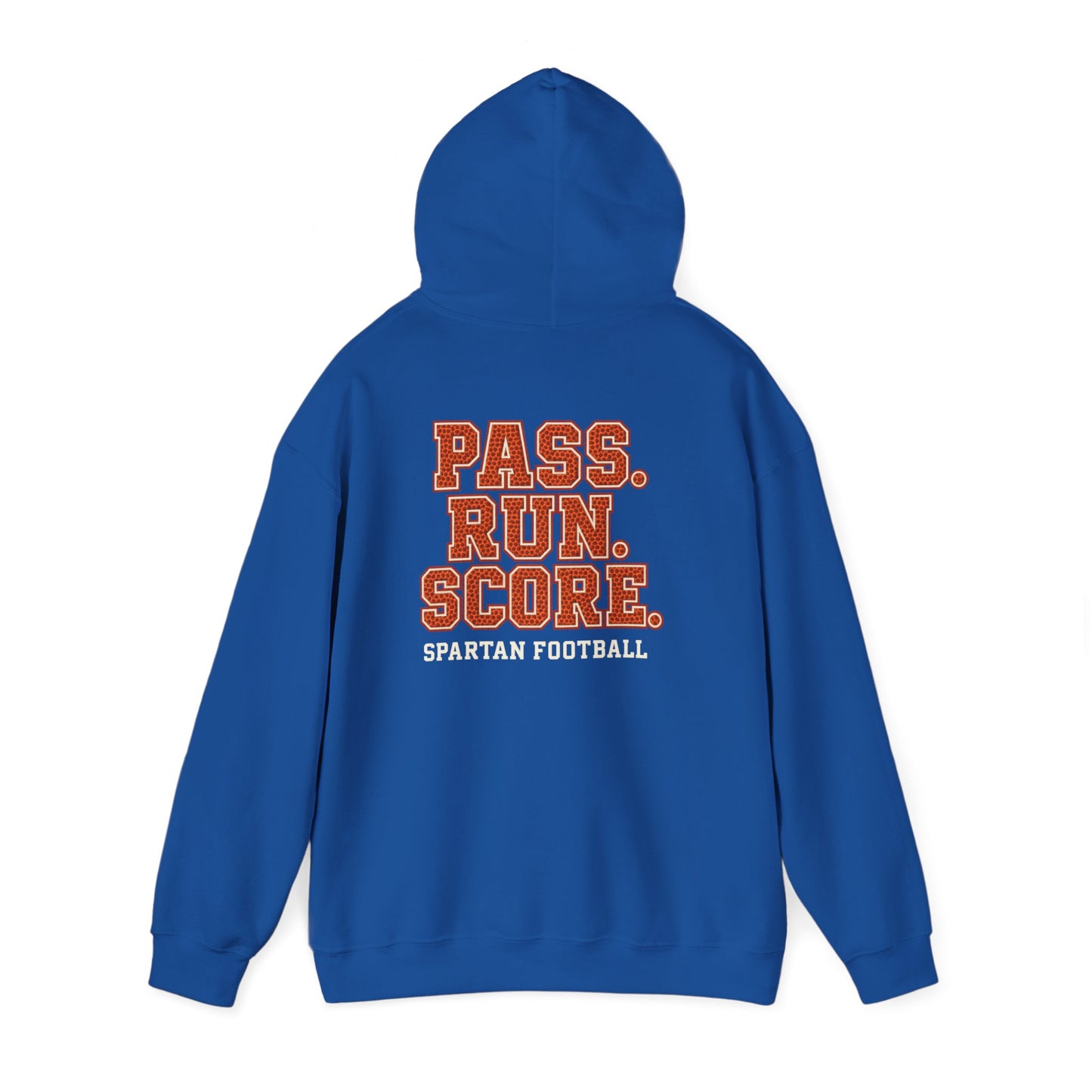 Pass. Run. Score Spartan Football Gildan Hoodie