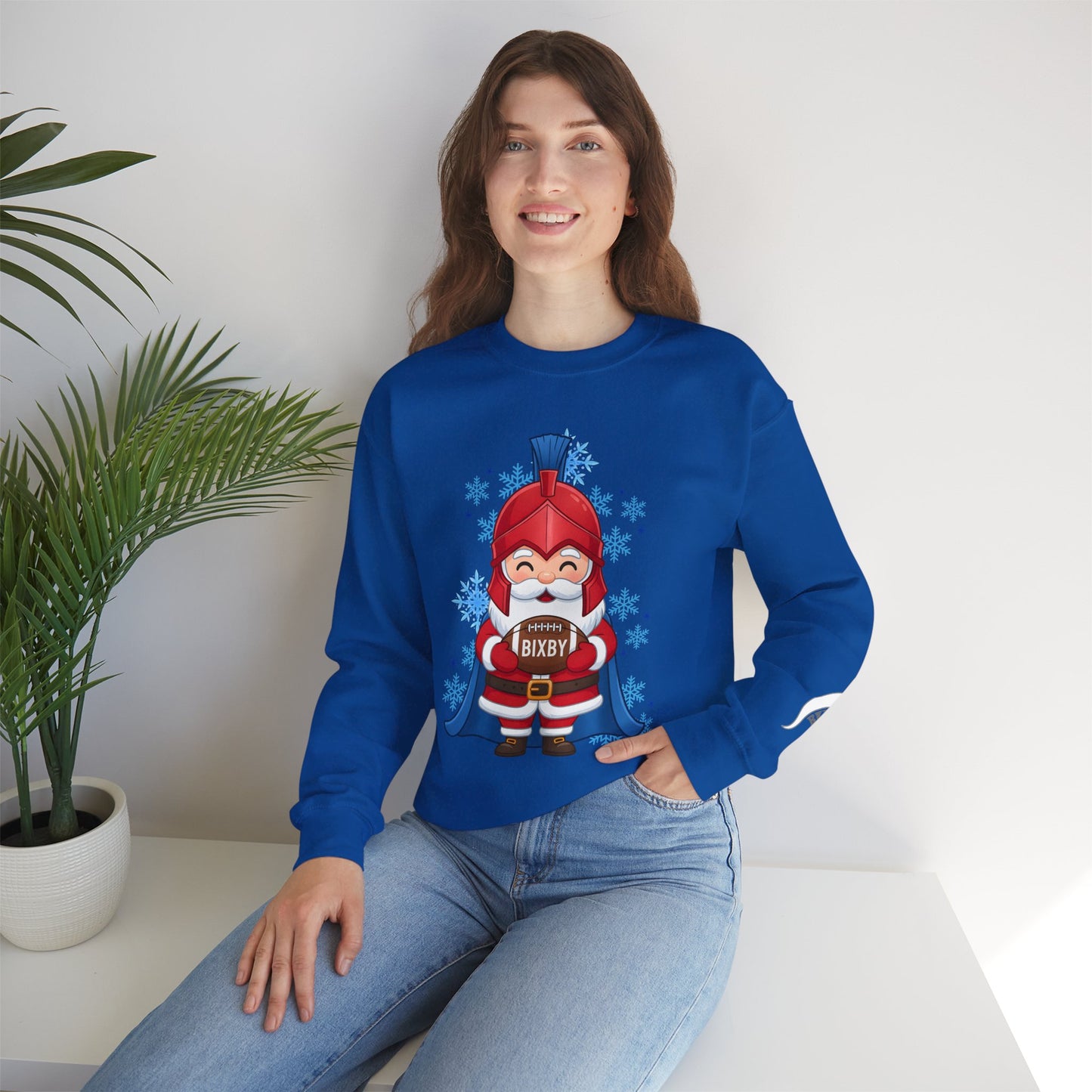 Spartan Football Santa Gildan Sweatshirt With Sleeve Print