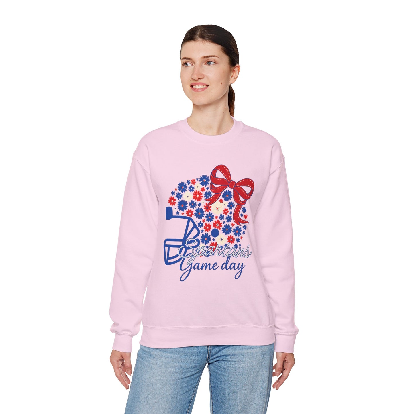 Bixby Spartan Floral Helmet Gameday Gildan Sweatshirt