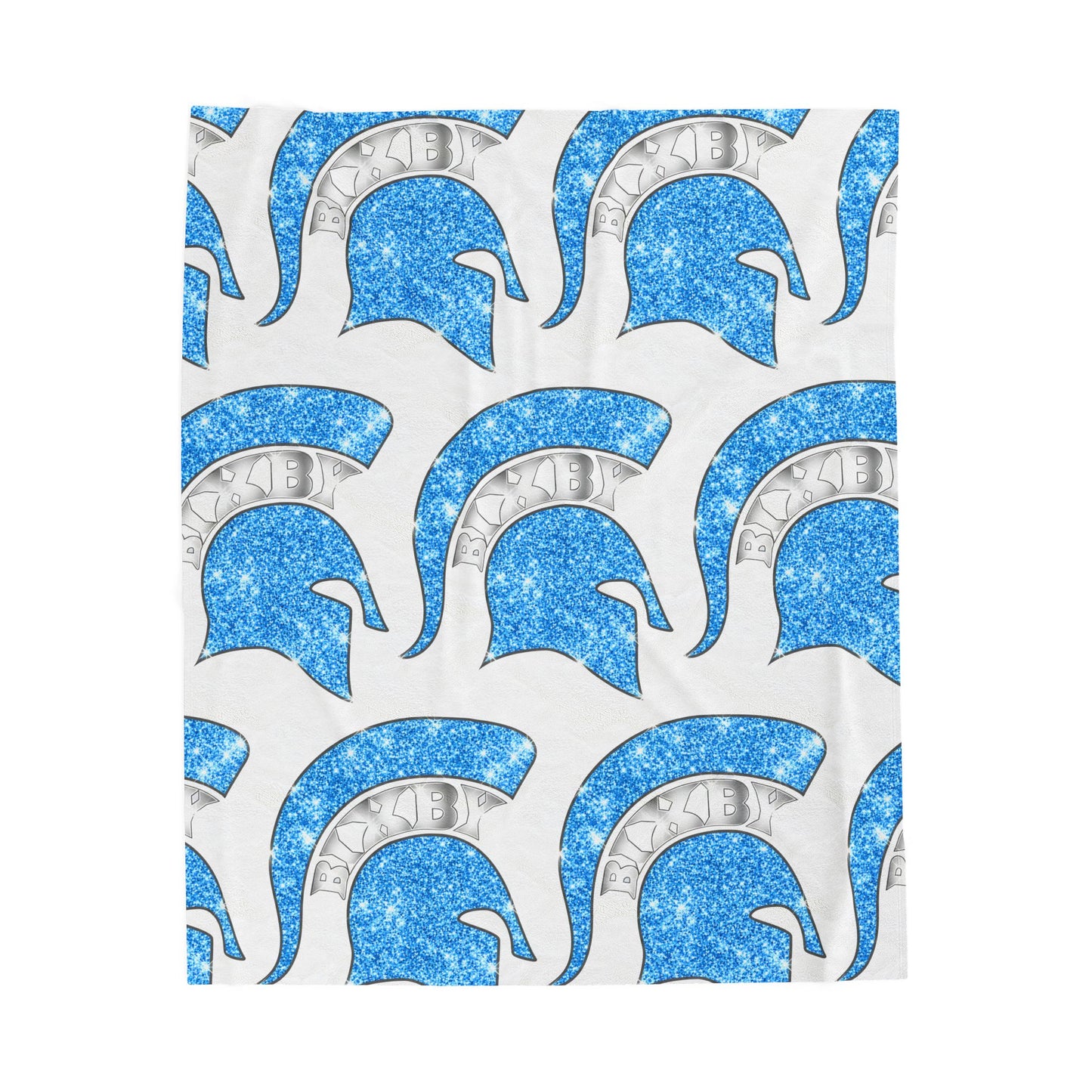 Spartan Blue Bling Logo Velveteen Plush Blanket