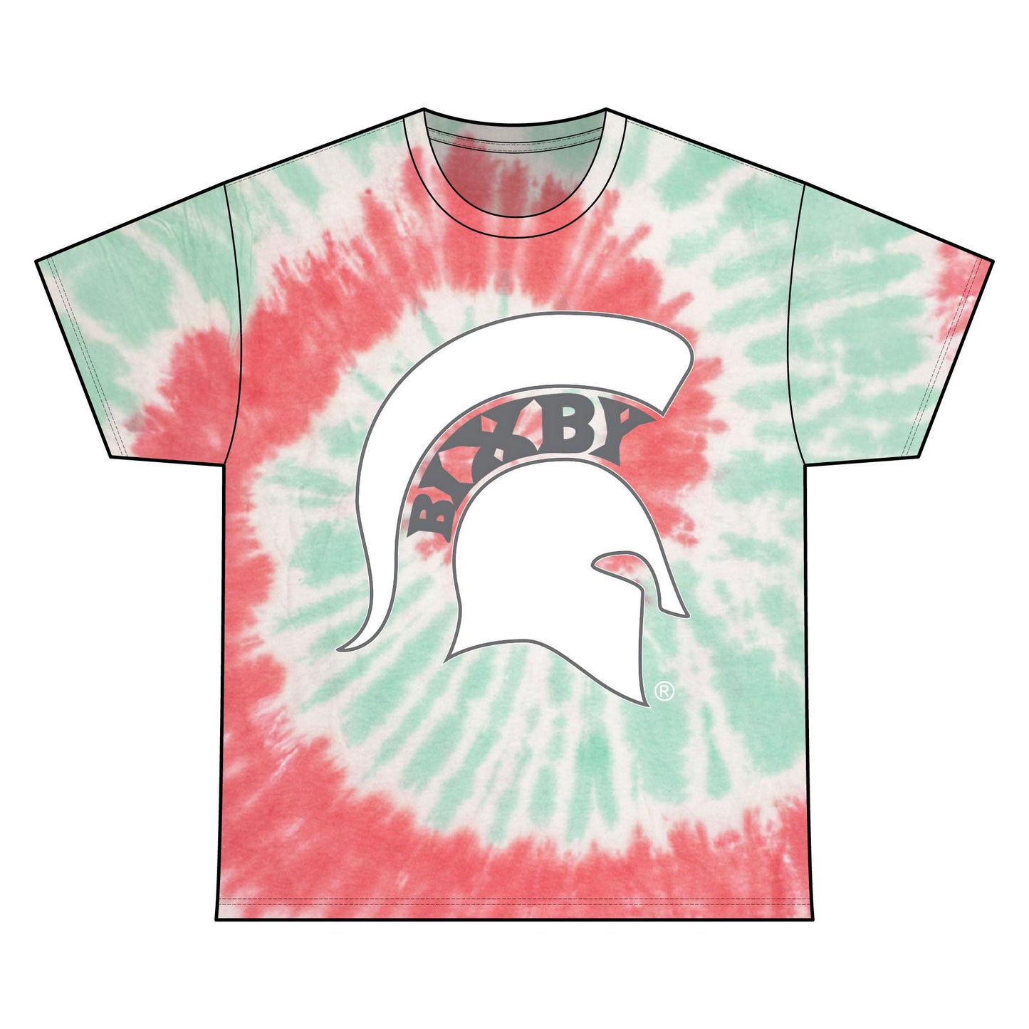 Bixby Spartan White Logo Tie-Dye Gildan Tee
