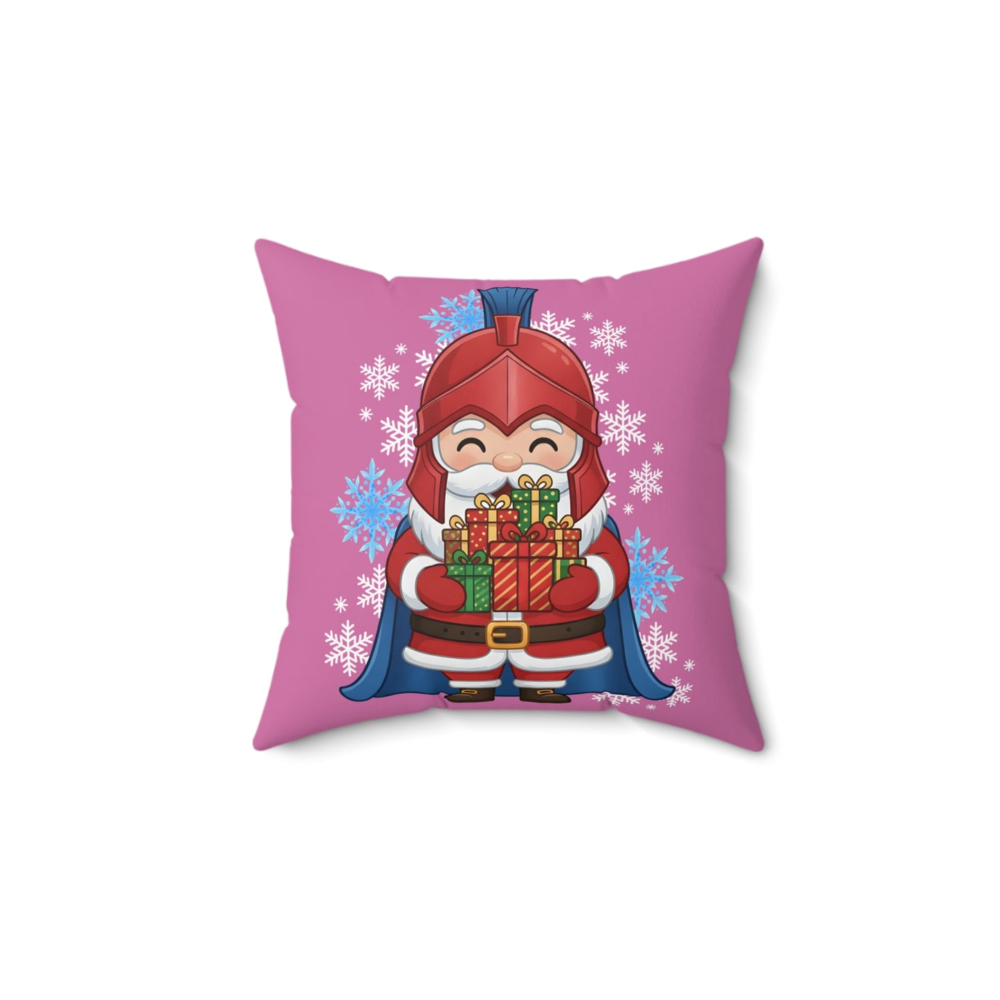 Spartan Santa Pink Christmas Pillow