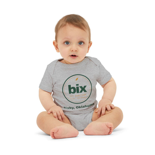 bix Stamp Bixby, Oklahoma Baby Bodysuit in Athletic Heather