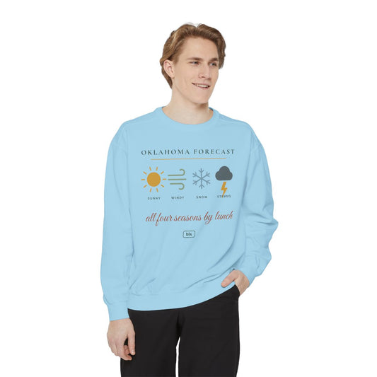 Oklahoma Forecast Crewneck Sweatshirt | Comfort Colors in Chambray