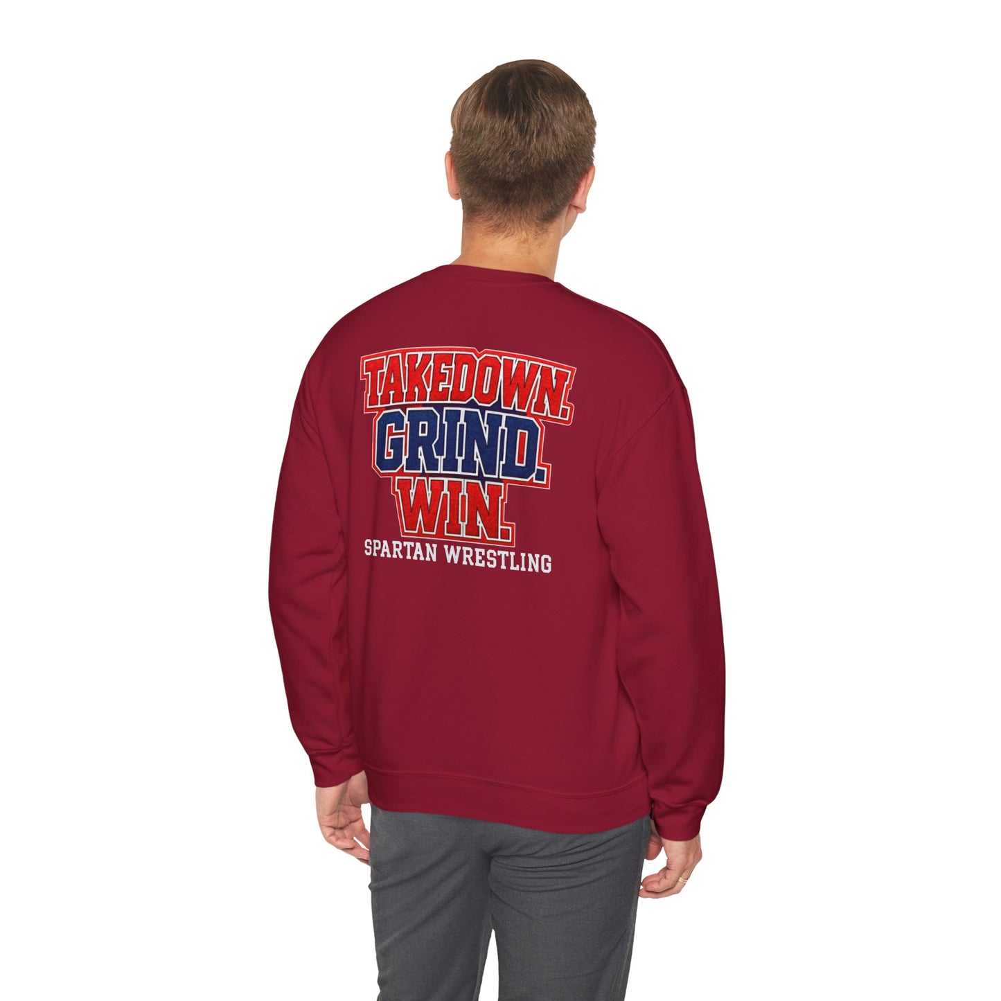Takedown. Grind. Win Spartan Wresting Gildan Sweatshirt