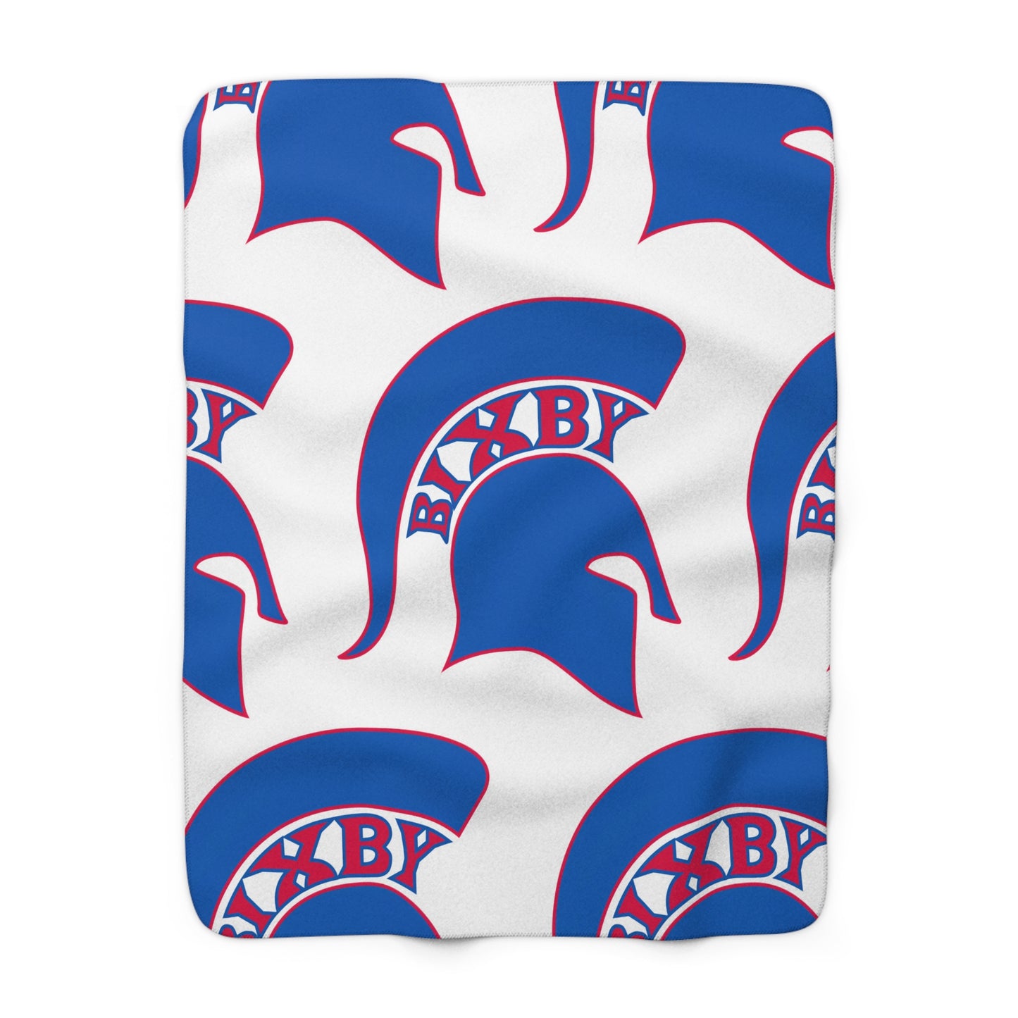 Spartan Blue Large Pattern Logo Comfy Sherpa Fleece Blanket