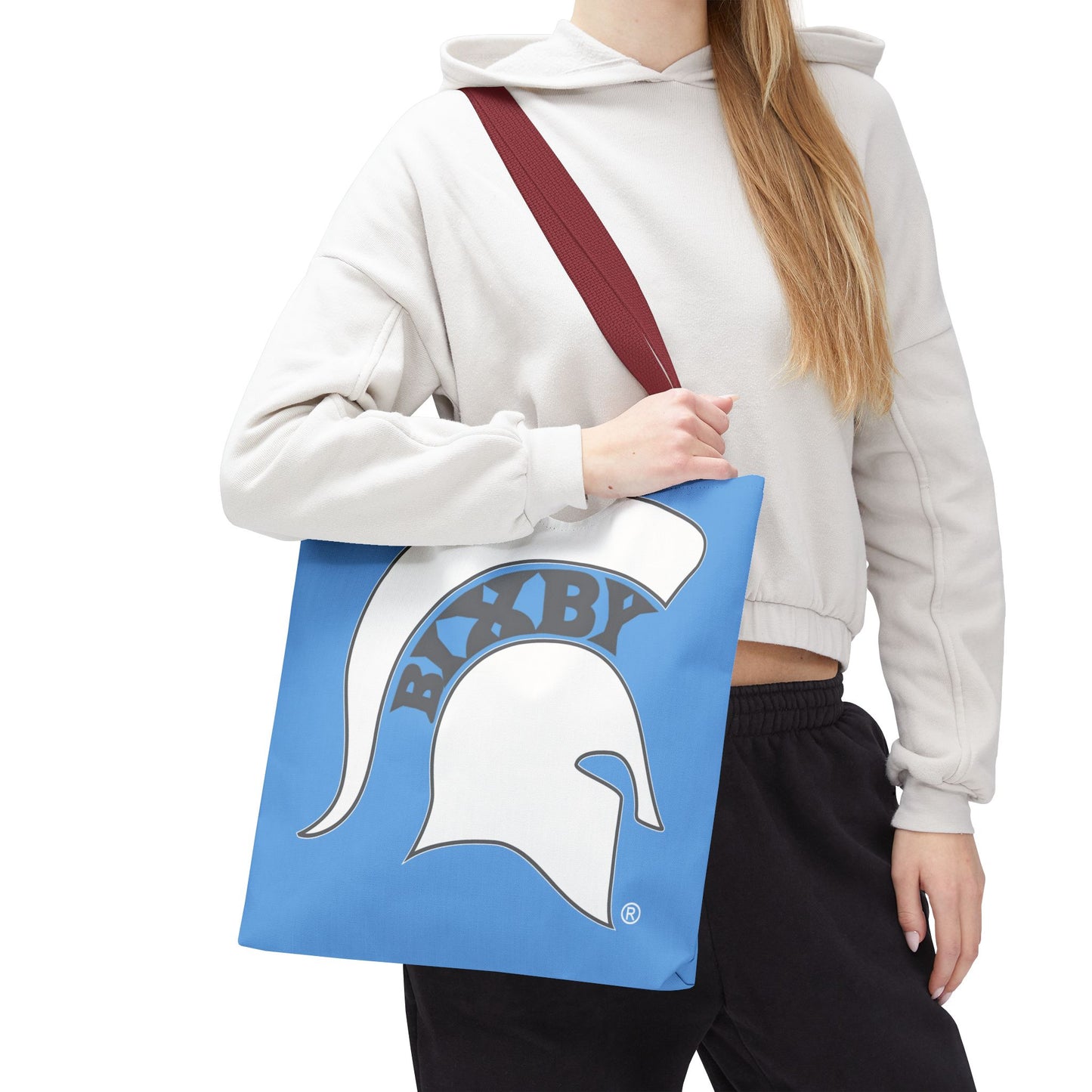 Bixby Spartans White Logo Blue Polyester Tote Bag