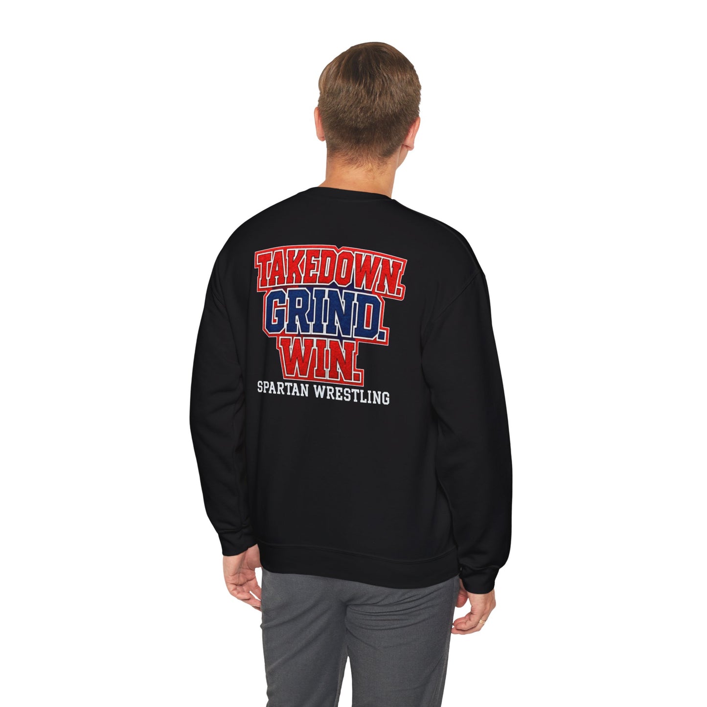 Takedown. Grind. Win Spartan Wresting Gildan Sweatshirt