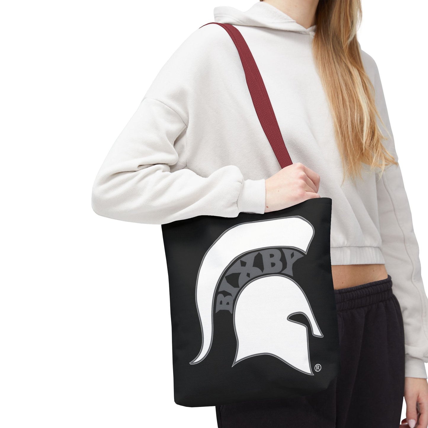 Bixby Spartans White Logo Black Polyester Tote Bag