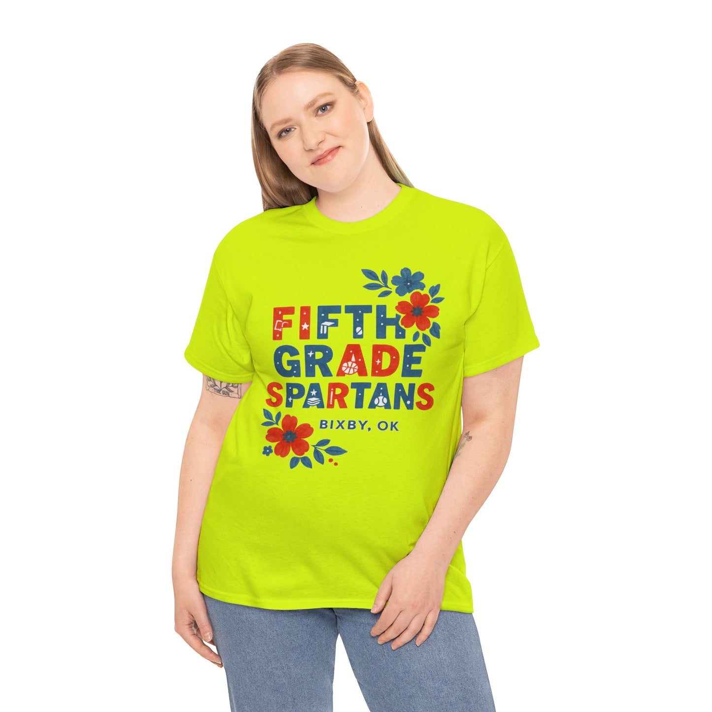 Floral Fifth Grade Spartan Gildan Tee