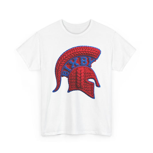 Knit-Print Spartan Helmet Logo Gildan Tee
