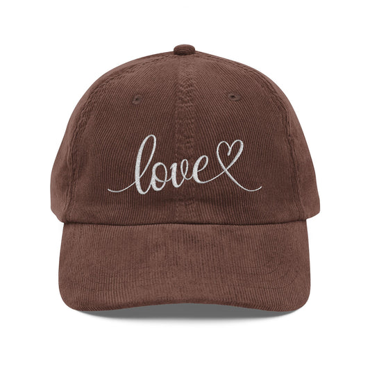 Love Script Embroidered Cap | Corduroy Baseball Hat