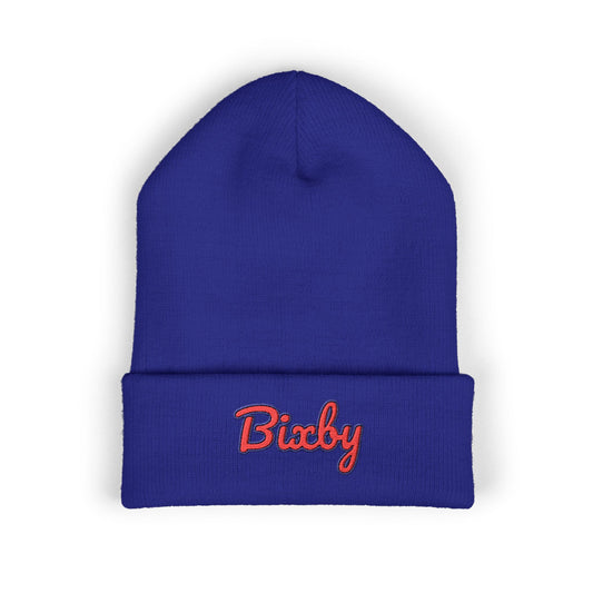 Bixby Spartans Embroidered Cuffed Beanie, Red Script Bixby