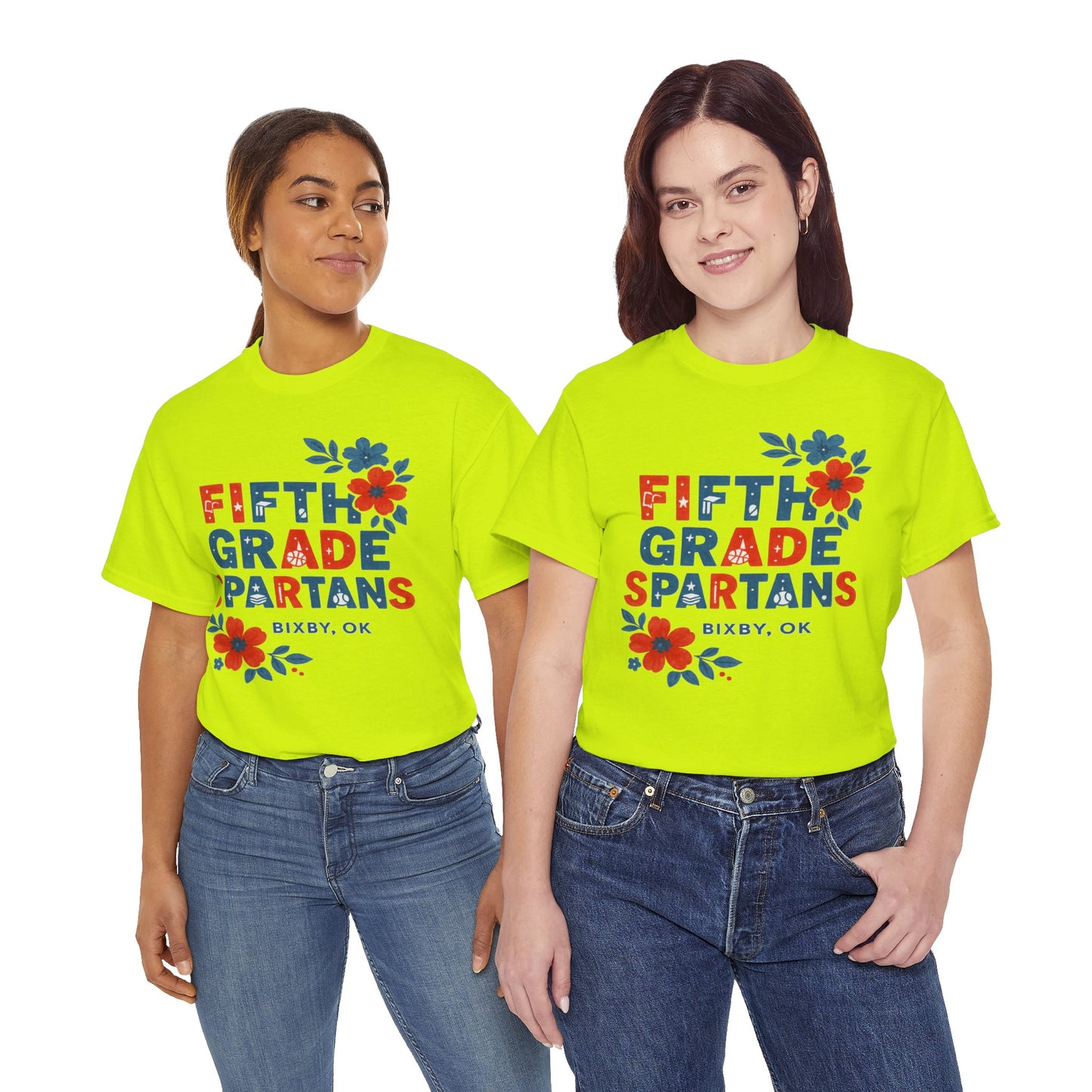 Floral Fifth Grade Spartan Gildan Tee