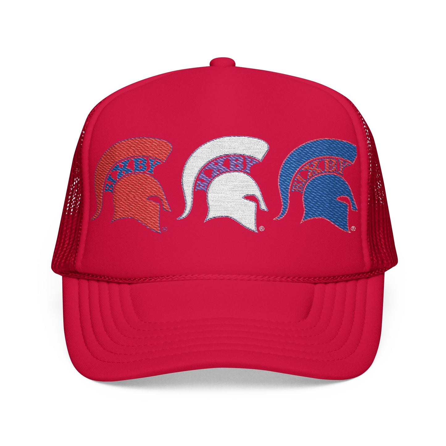 Bixby Spartan Red, White and Blue Embroidered Foam Trucker Hat