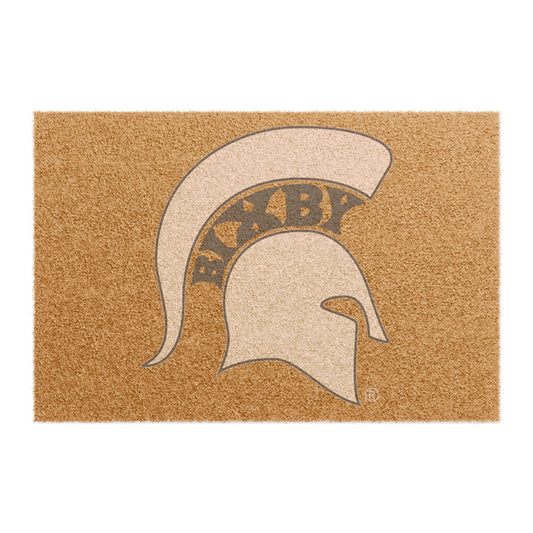 Spartan White Logo Heavy-Duty Rubber Backed Doormat