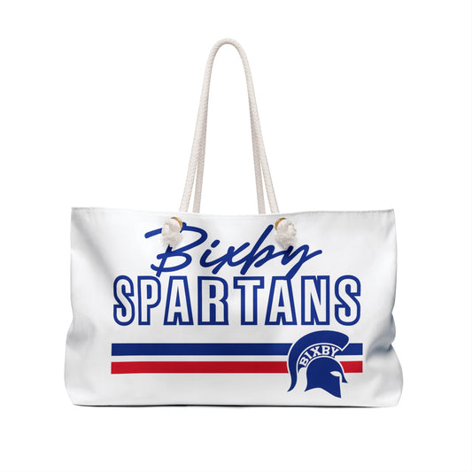 Bixby Spartans White Weekender Bag