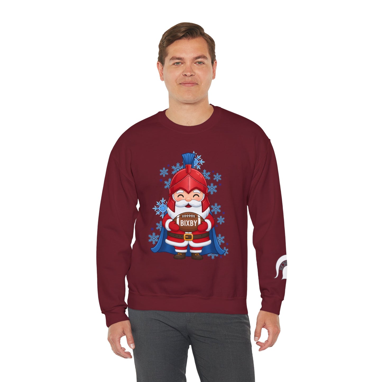 Spartan Football Santa Gildan Sweatshirt With Sleeve Print