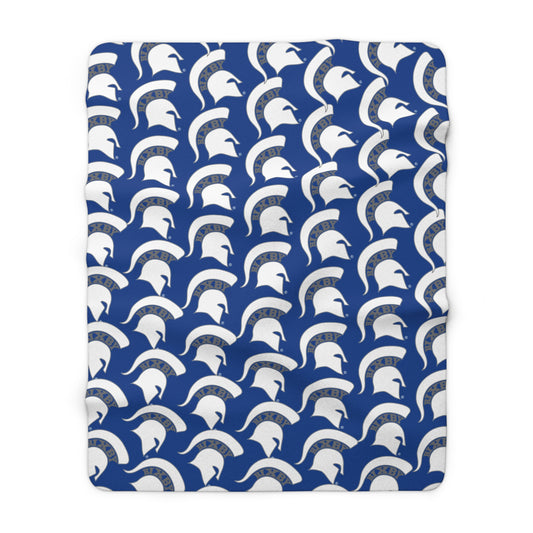 Bixby White Small Pattern Logo Comfy Sherpa Fleece Blanket