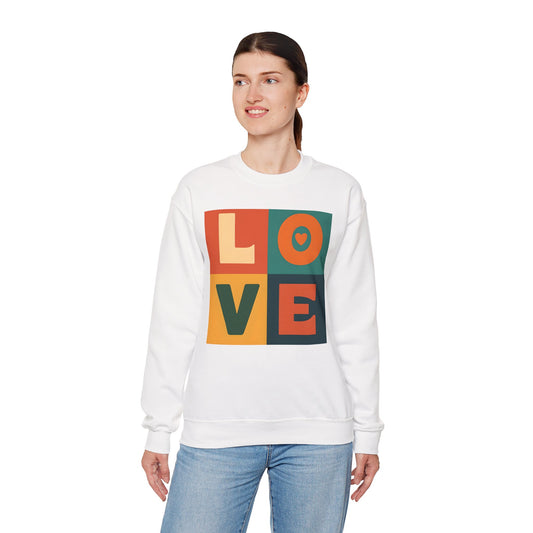 LOVE Quadrant Split Block Letter Graphic Gildan Sweatshirt