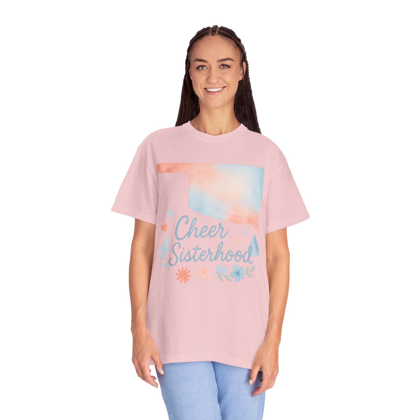 Cheer Sisterhood Bixby OK Watercolor Comfort Colors Tee