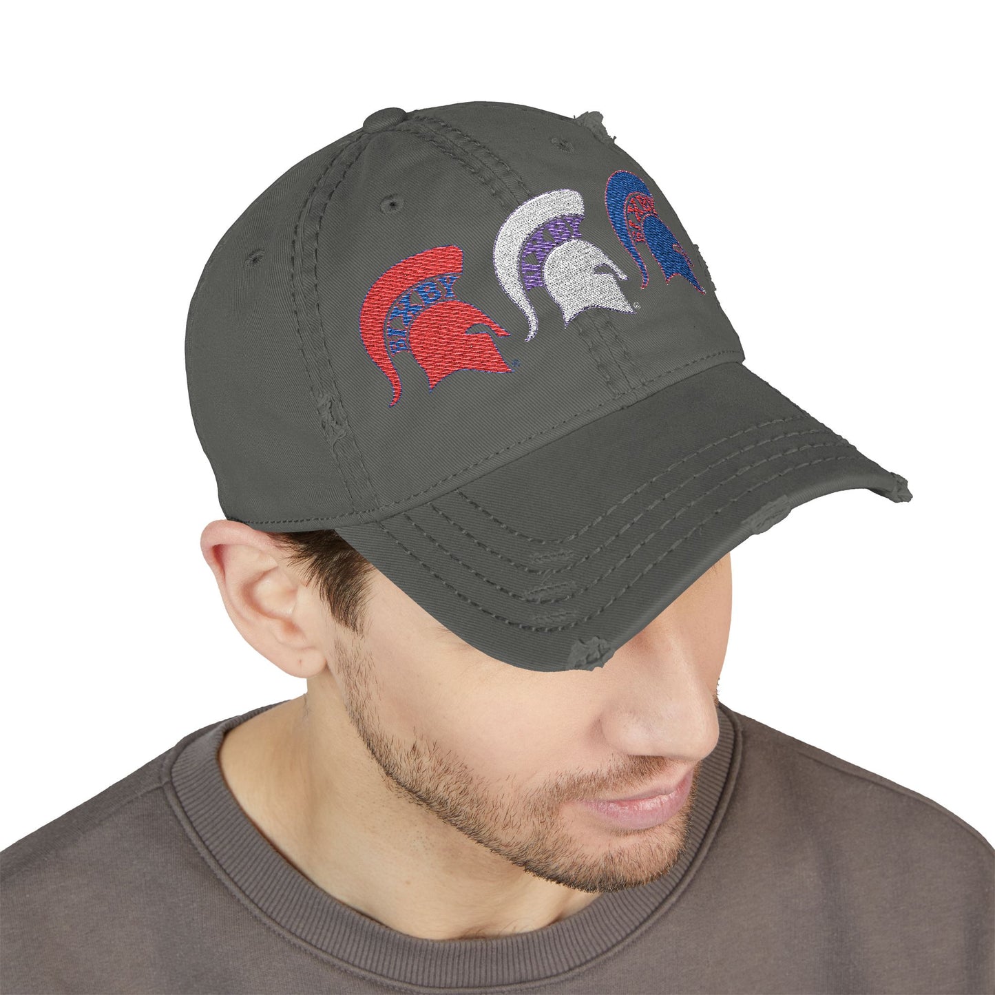 Bixby Spartan Red, White and Blue Embroidered Distressed Ballcap