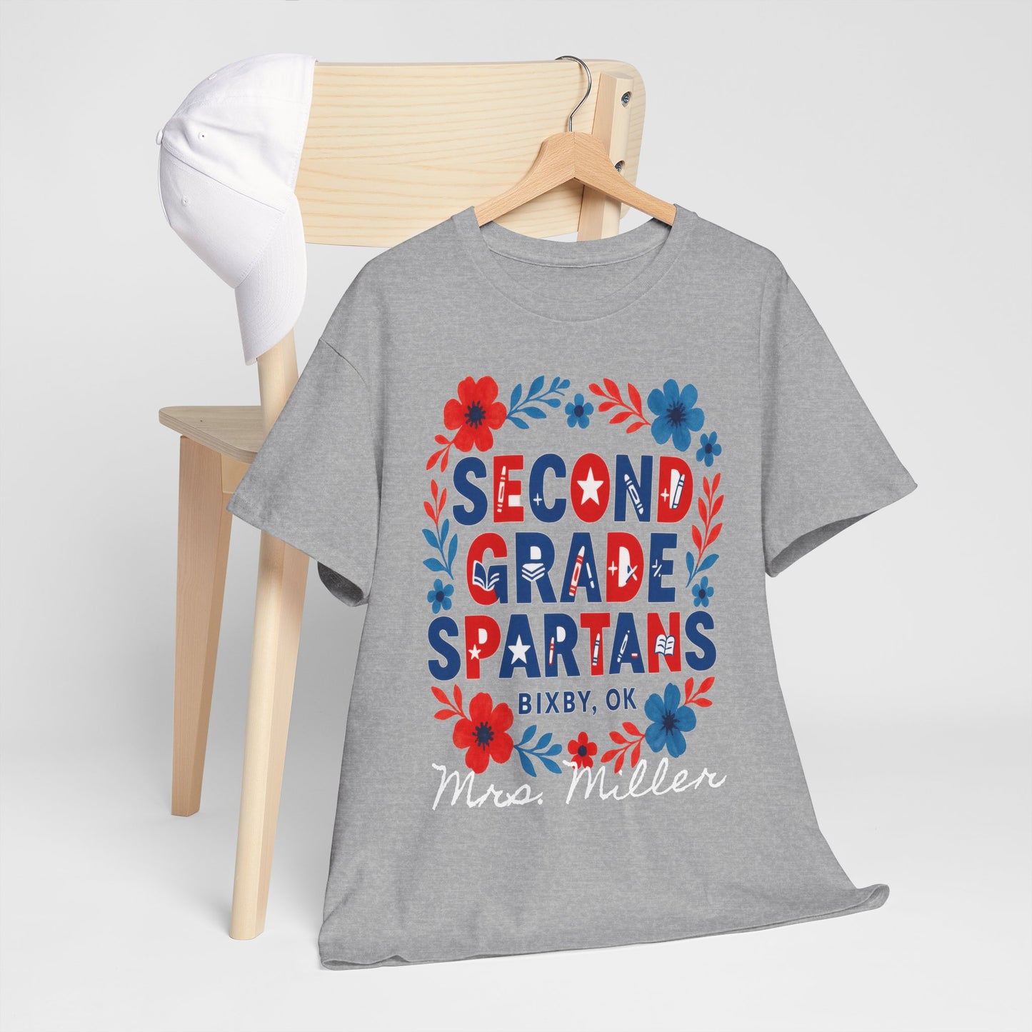 Floral Second Grade Spartan Gildan Tee