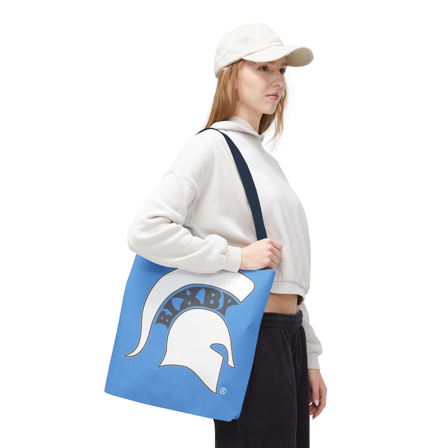 Bixby Spartans White Logo Blue Polyester Tote Bag