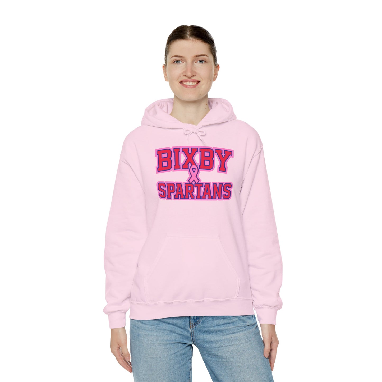 Bixby Spartans Breast Cancer Awareness Gildan Hoodie