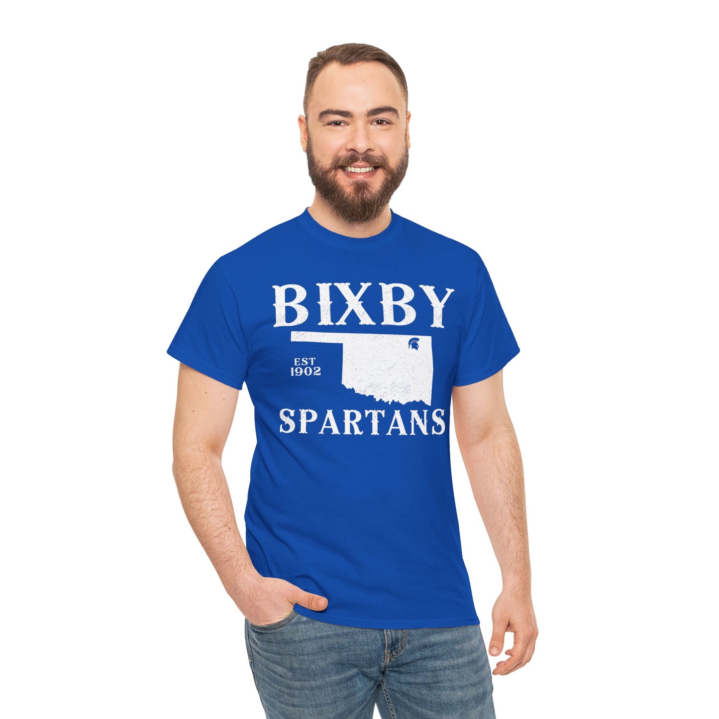Bixby Oklahoma Spartans Distressed Grunge Effect Gildan Tee