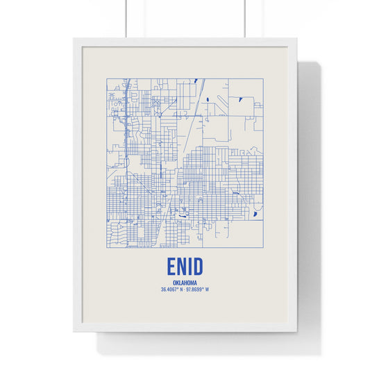 Enid Street Map Framed Print, Royal Blue on Cream