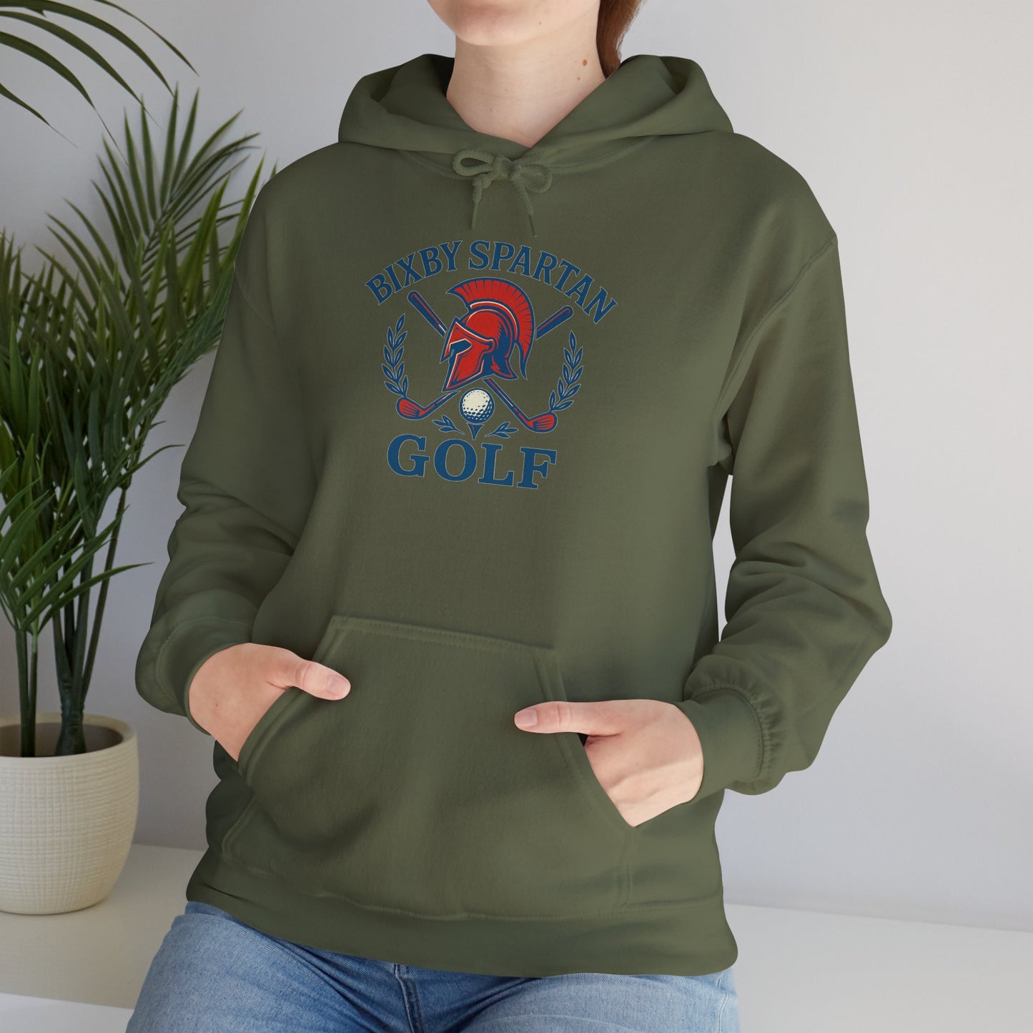 Bixby Spartan Golf Crest Gildan Hoodie
