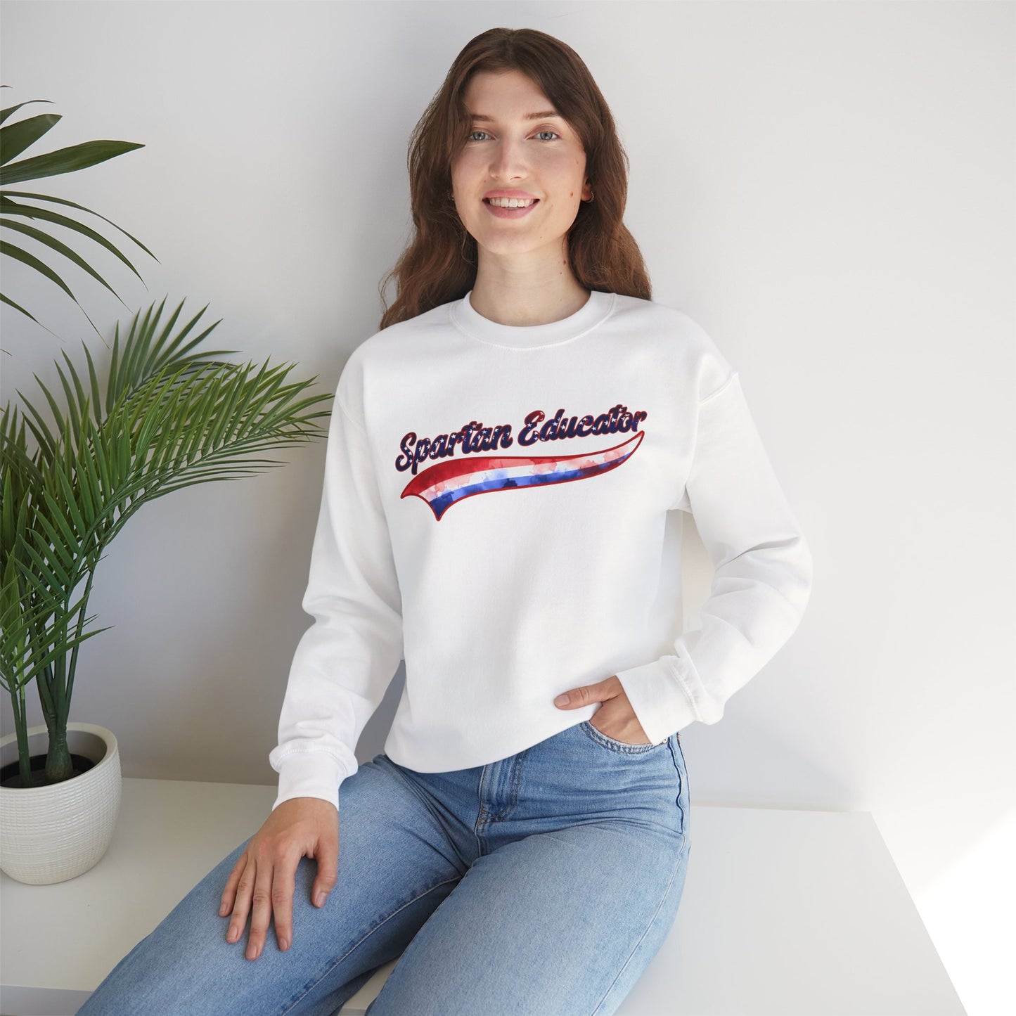 Spartan Educator Patriotic Design Gildan Sweatshirt