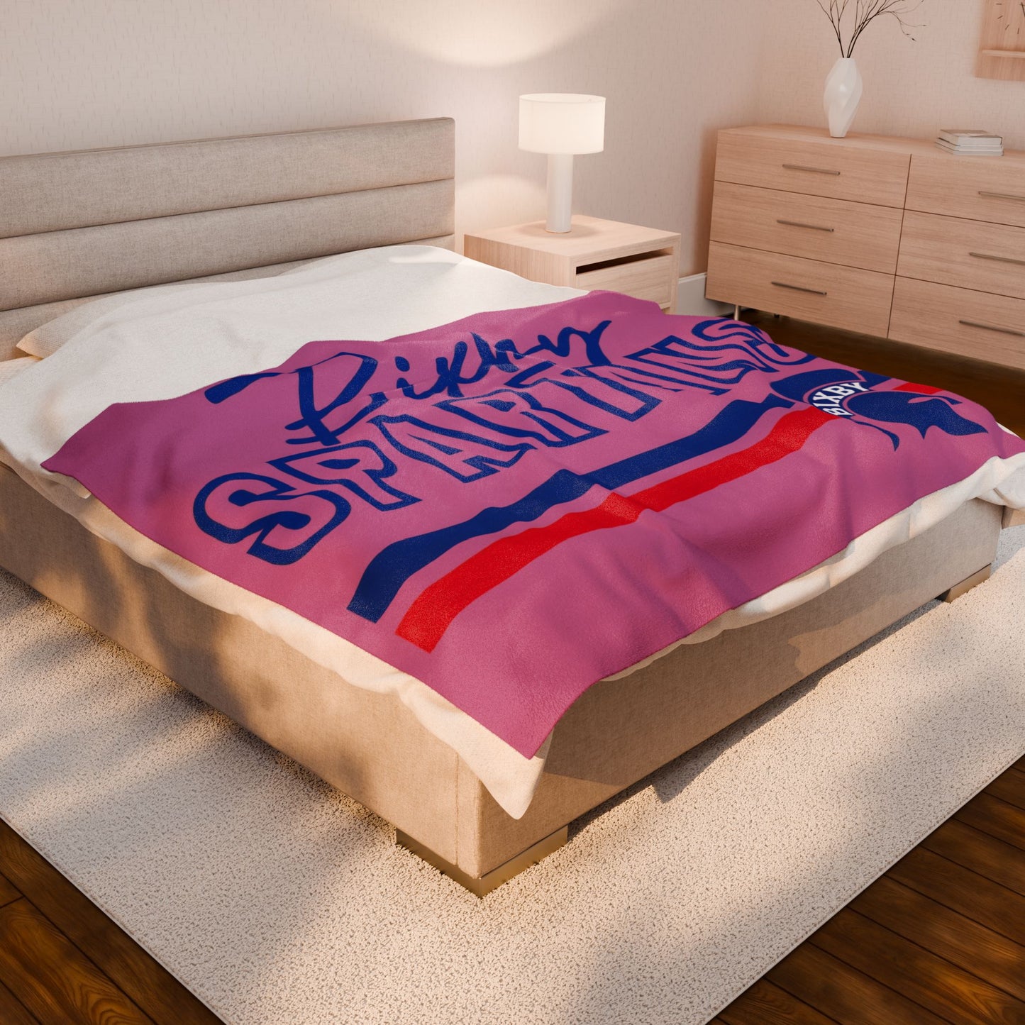 Bixby Spartans Pink Velveteen Plush Blanket