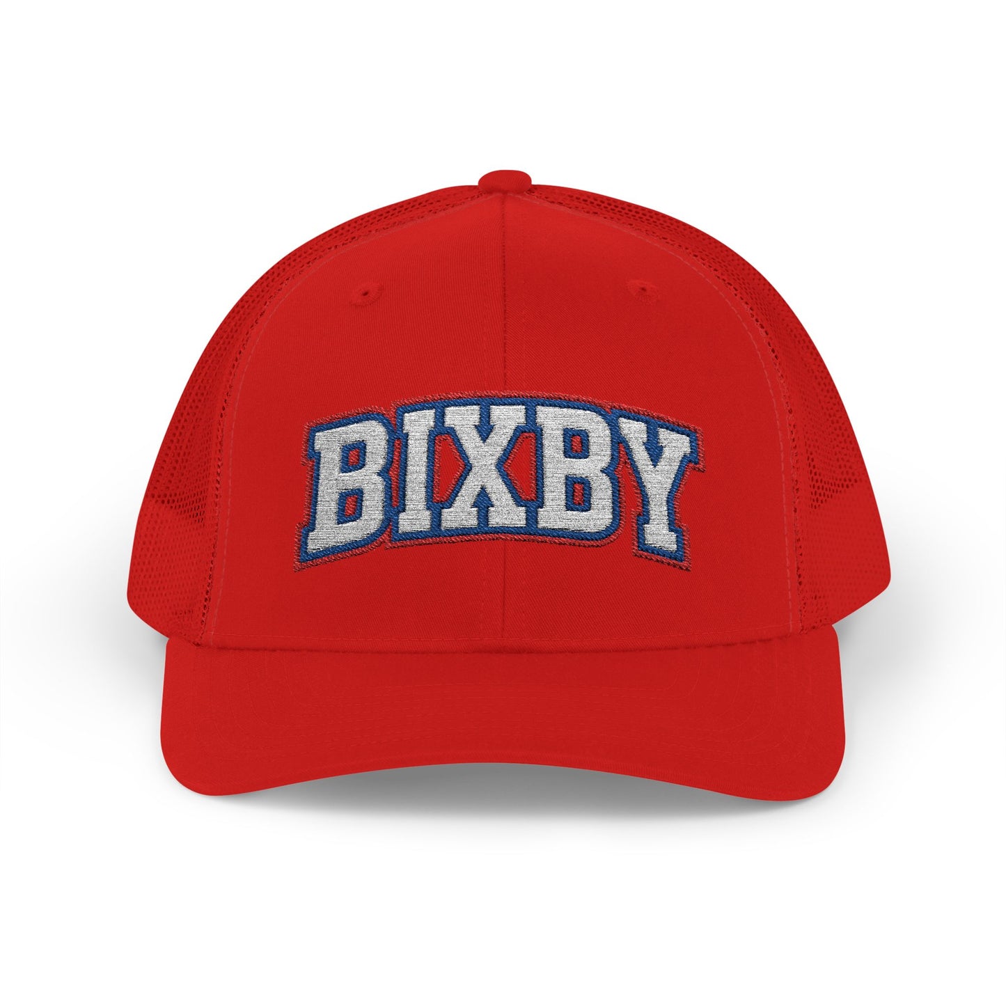 Bixby White Athletic Letter Embroidered Trucker Snapback