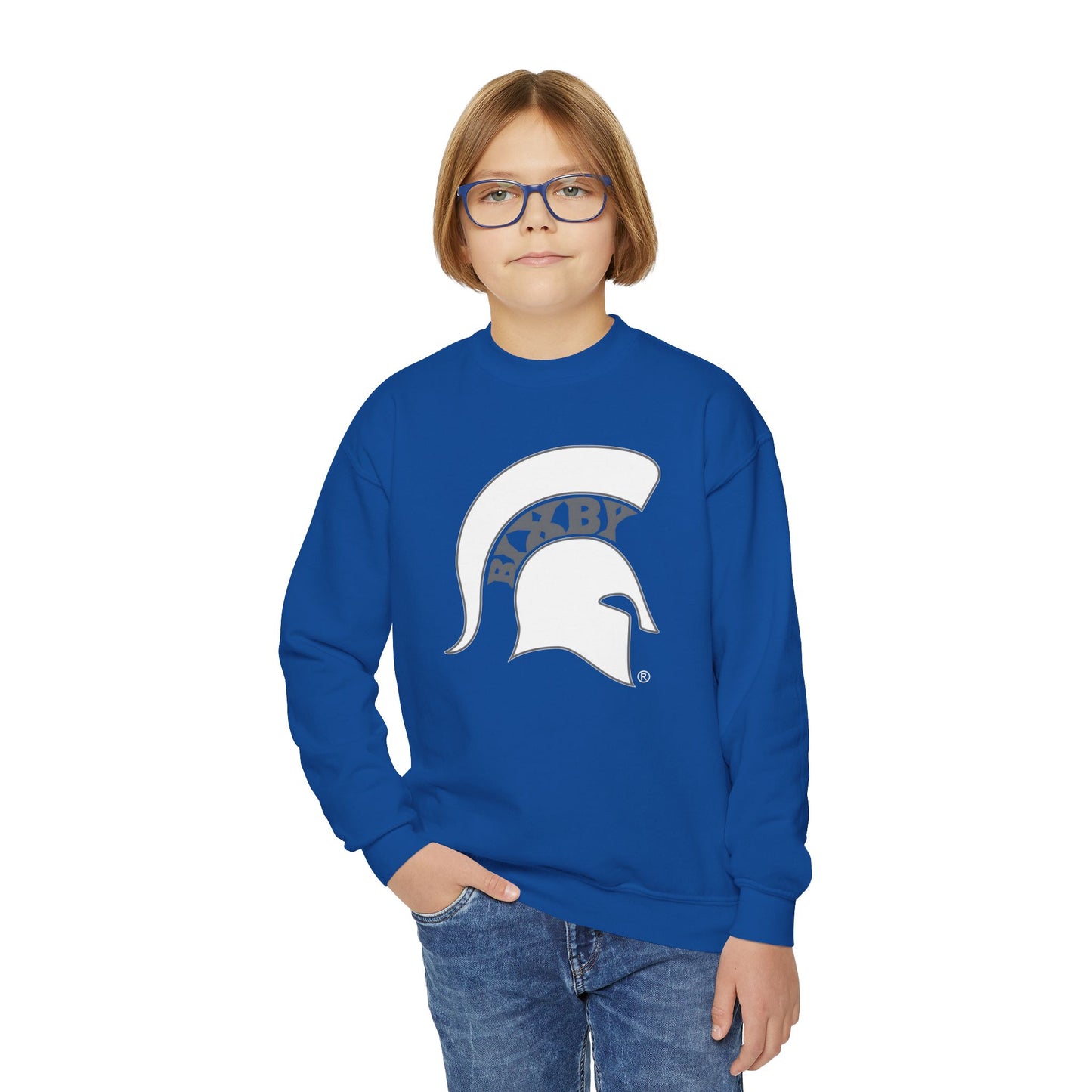 Spartan White Logo Youth Gildan Sweatshirt