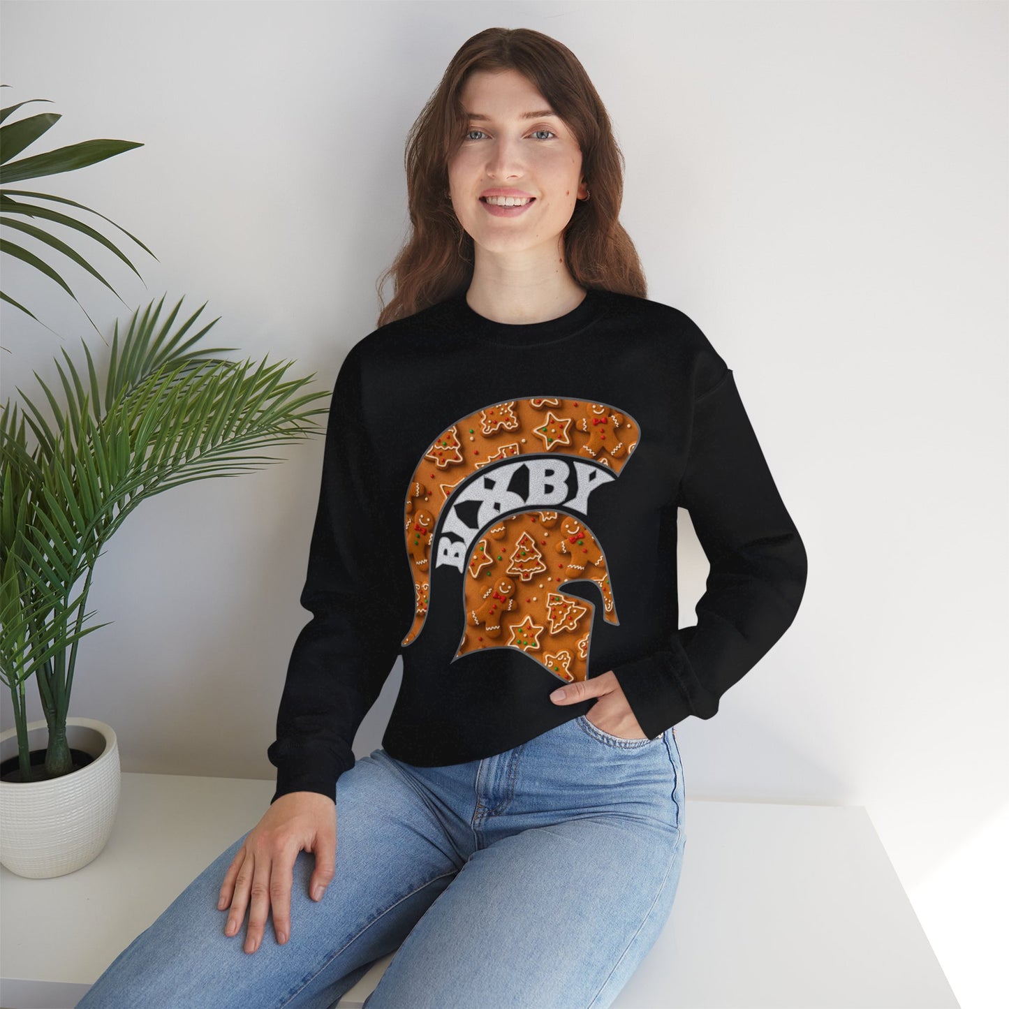 Bixby Spartan Gingerbread Helmet Gildan Sweatshirt
