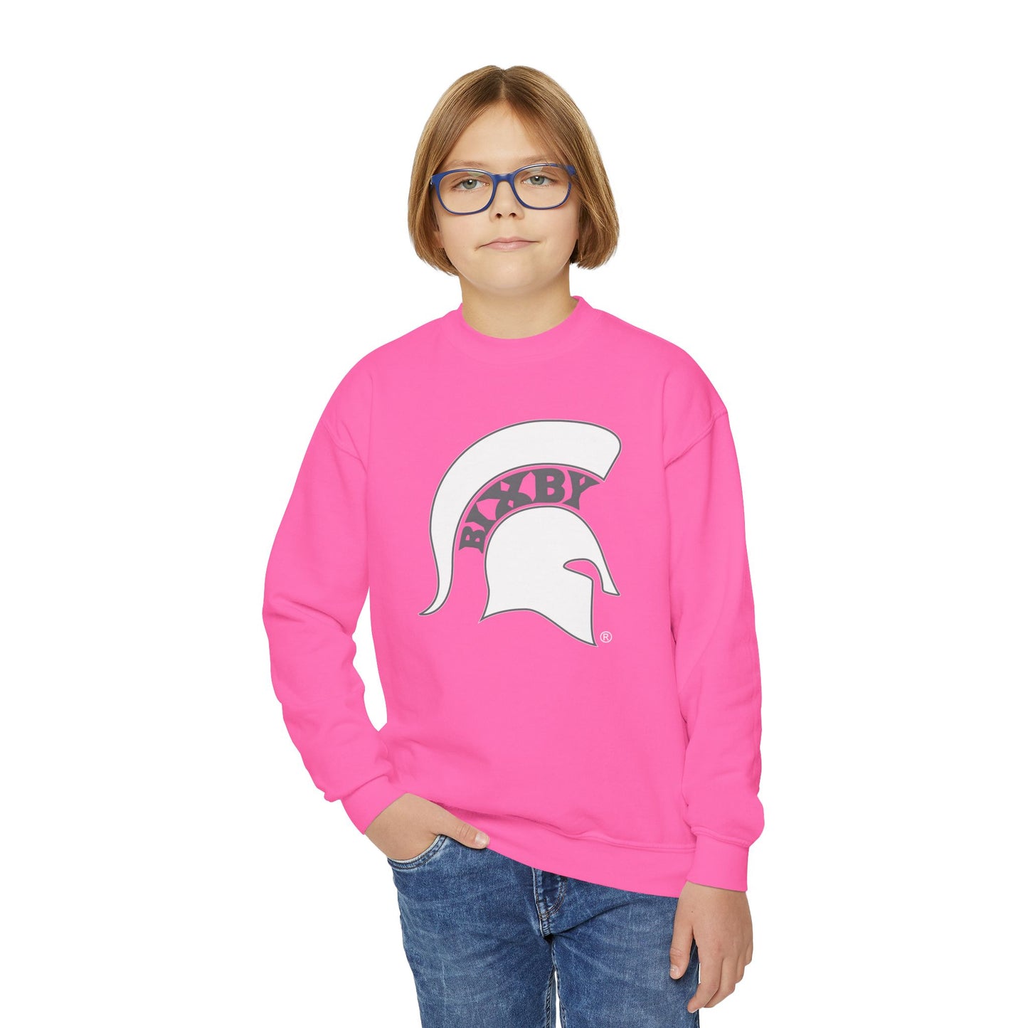 Spartan White Logo Youth Gildan Sweatshirt
