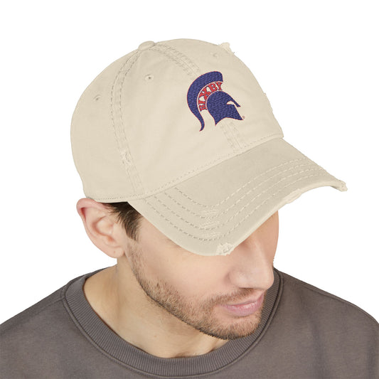 Spartan Blue Logo Embroidered Distressed Classic Ballcap