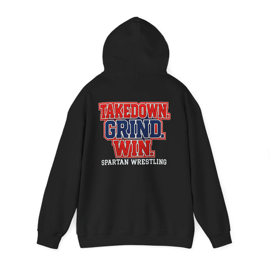 Takedown. Grind. Win Spartan Wresting Gildan Hoodie
