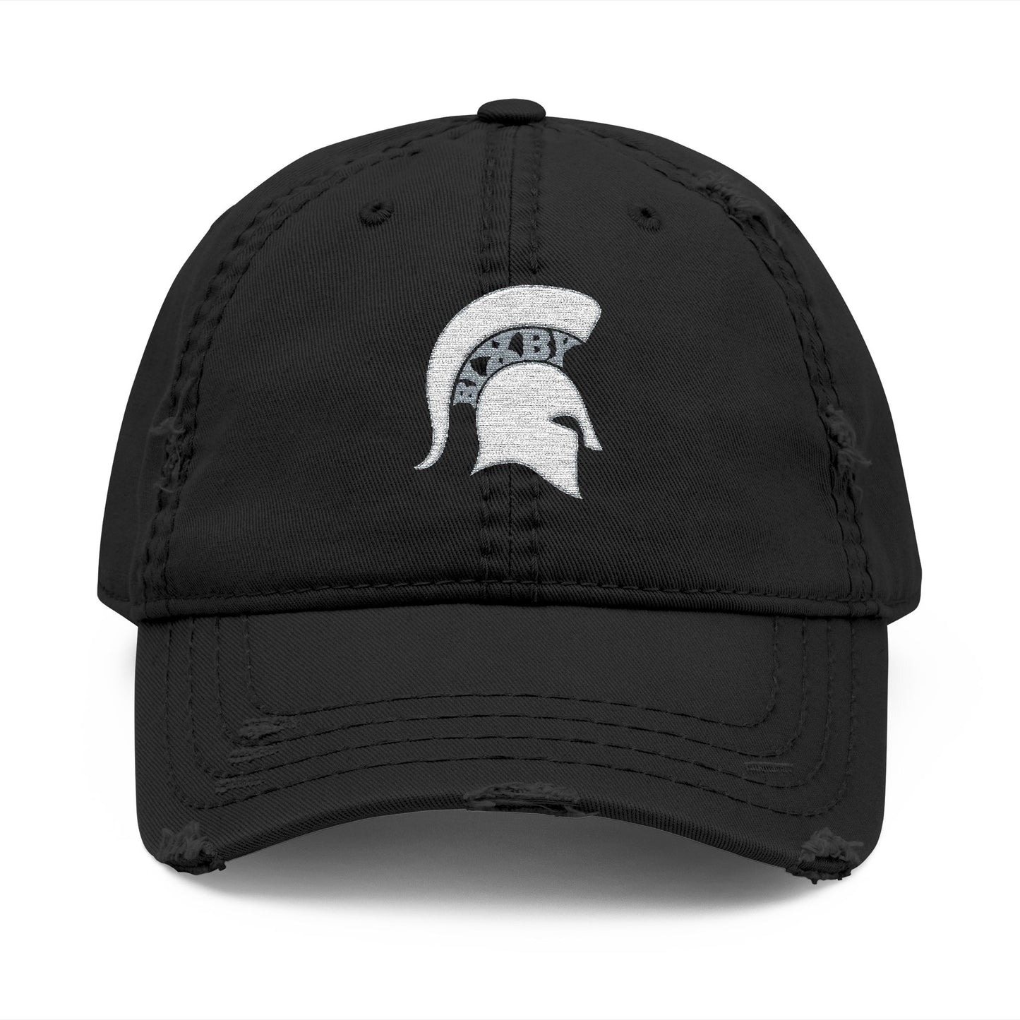 Spartan White Logo Embroidered Distressed Classic Ballcap