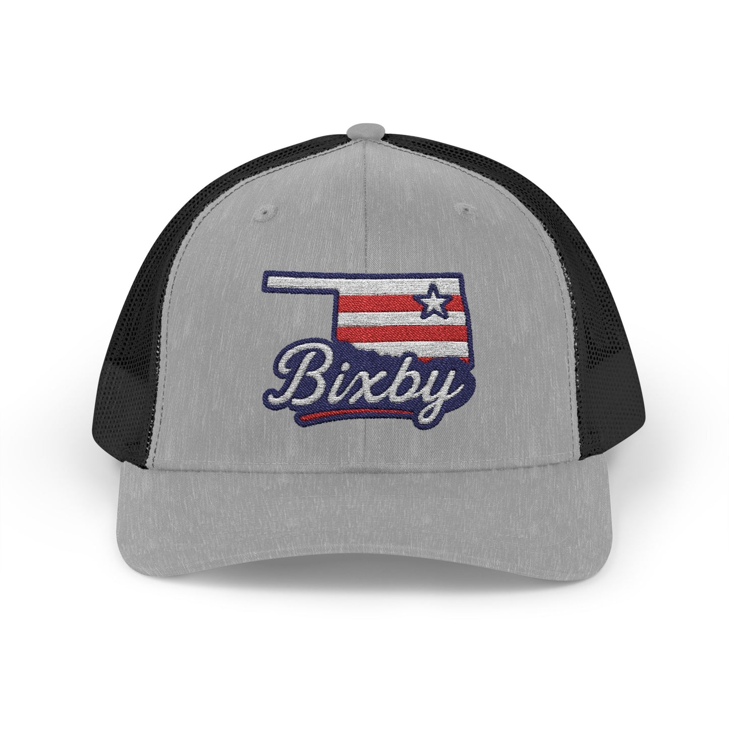 Bixby OK Red White & Blue Embroidered Trucker Snapback