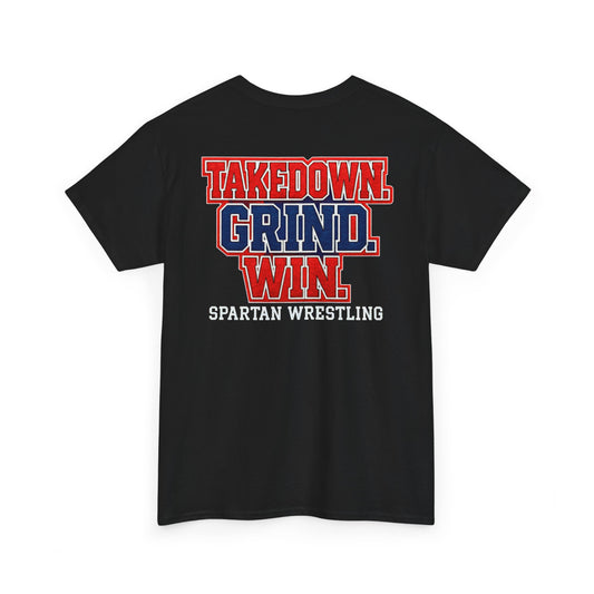Takedown. Grind. Win. Spartan Wrestling Gildan Tee