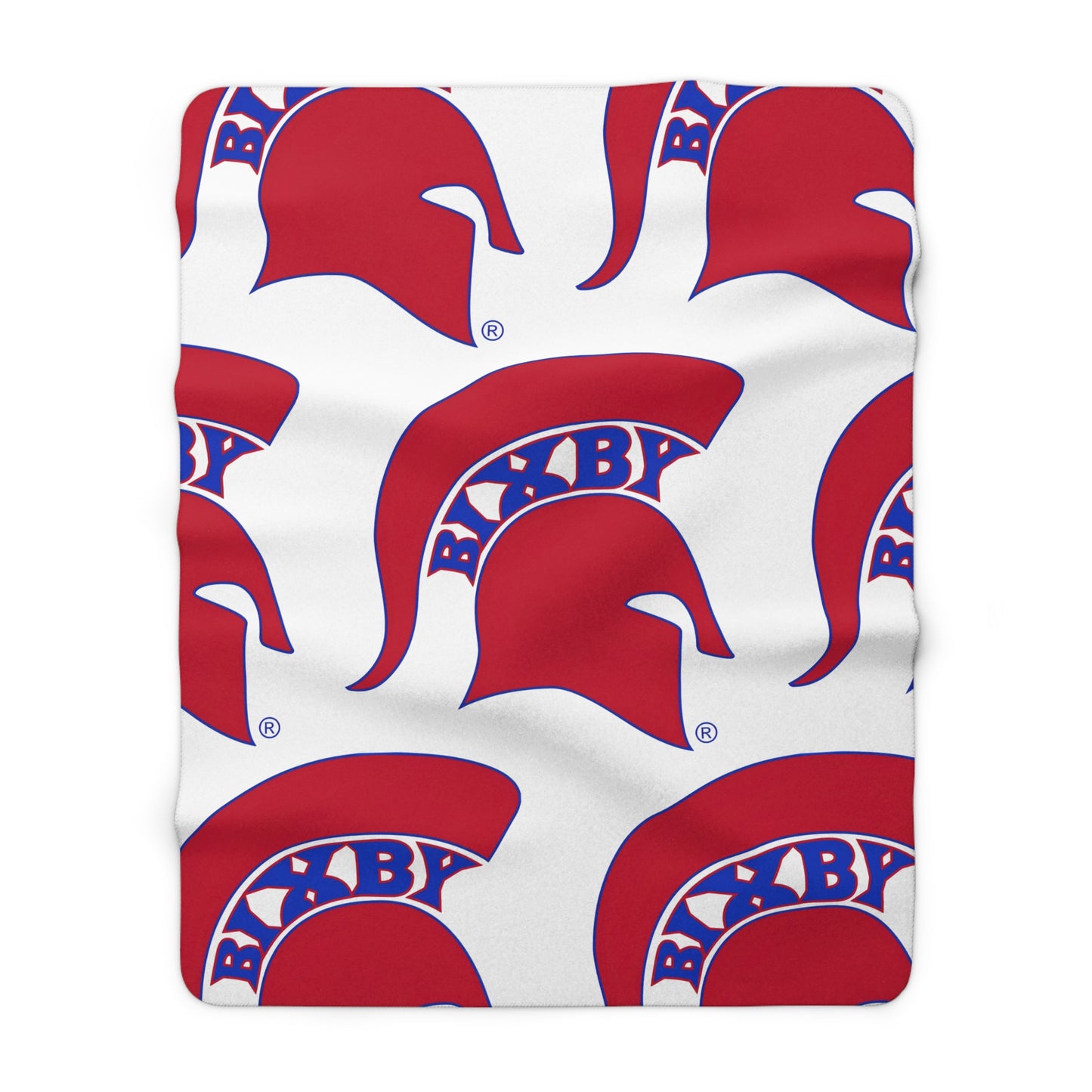 Spartan Red Large Pattern Logo Comfy Sherpa Fleece Blanket