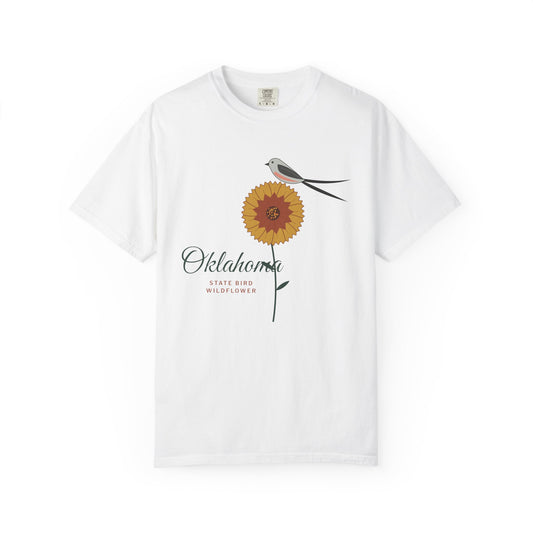 Tee printed with State Bird & Wildflower Oklahoma.