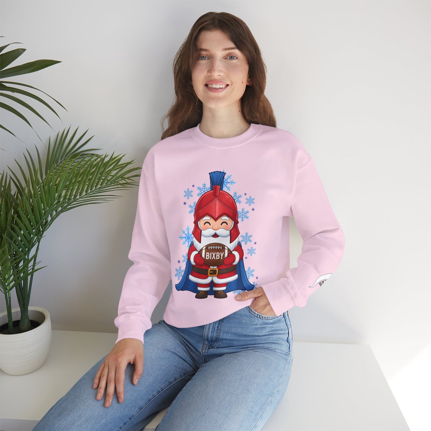 Spartan Football Santa Gildan Sweatshirt With Sleeve Print